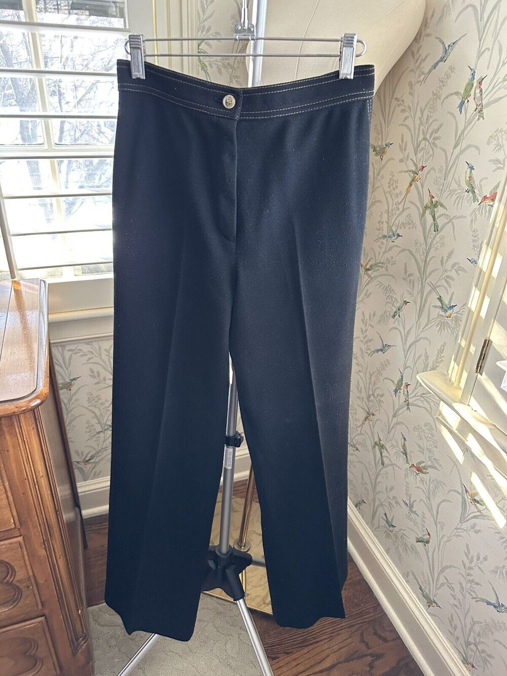 Vintage Wool Pants Womens 27x30 Act III Black Trousers 80s High Waist USA